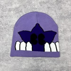 Y2k 2000s dark purple and lavender star beanie